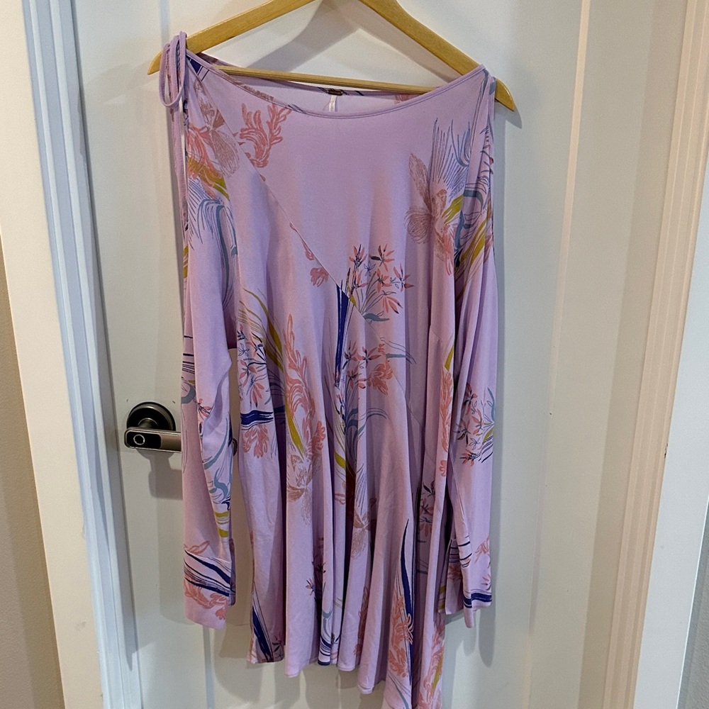 Free People Asymmetrical Lavender Floral Top